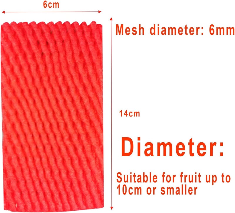 HanyHere 50 Pieces Fruit Protection Bags Foam Mesh Keep Safe Mesh Sleeves for Large Supermarkets, Fruit Shops (Red-14x6cm) - Image 2
